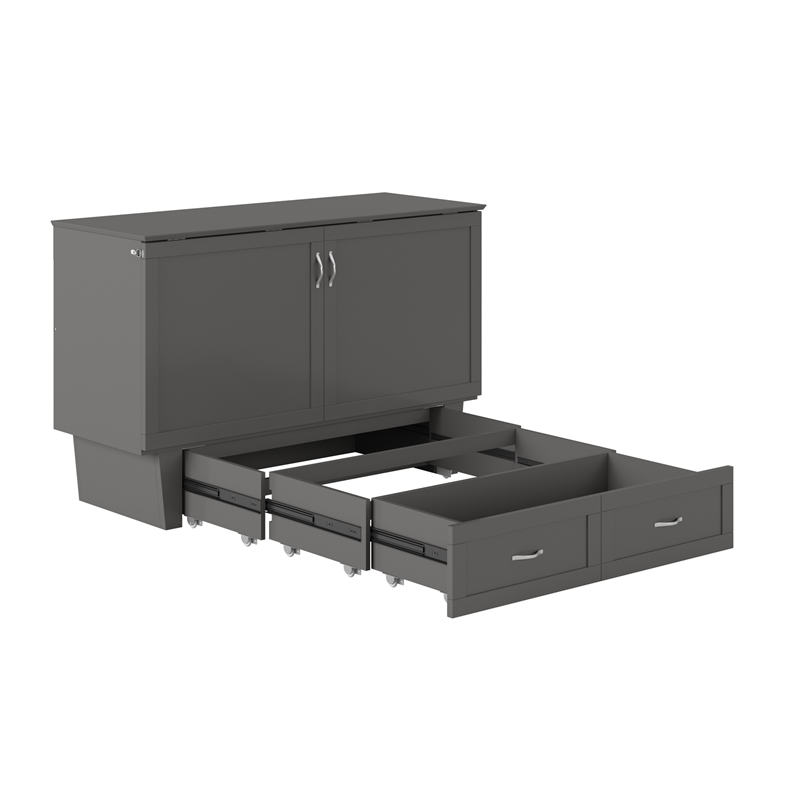 AFI Chelsea Queen Solid Wood Murphy Bed Chest with Mattress in Gray