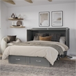 AFI Chelsea Queen Solid Wood Murphy Bed Chest with Mattress in Gray