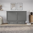 AFI Chelsea Queen Solid Wood Murphy Bed Chest with Mattress in Gray