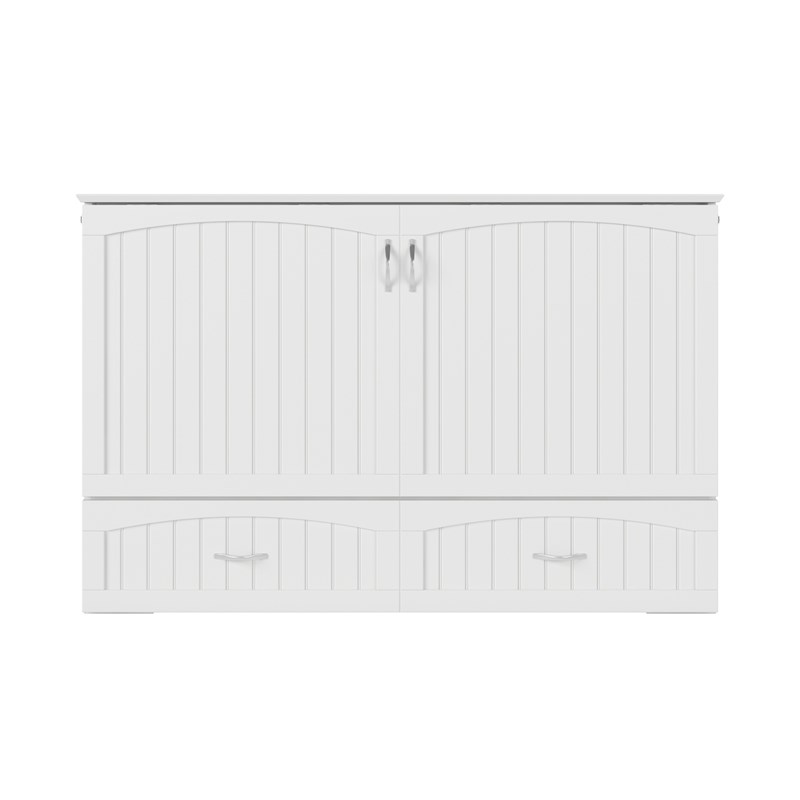 AFI Aspen Queen Solid Wood Murphy Bed Chest with Mattress in White