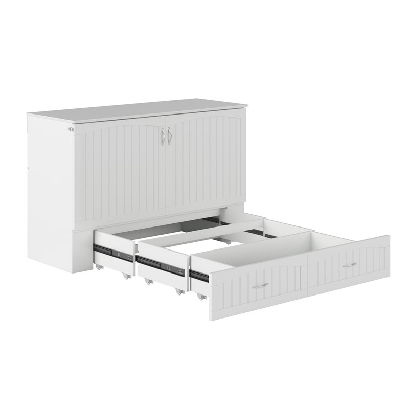 AFI Aspen Queen Solid Wood Murphy Bed Chest with Mattress in White