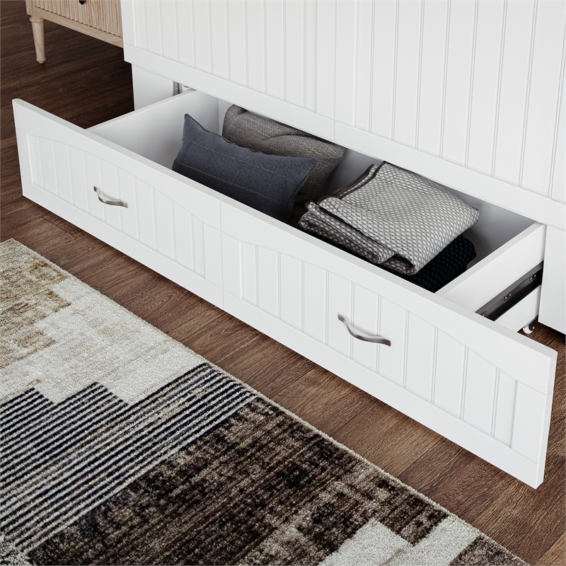 AFI Aspen Queen Solid Wood Murphy Bed Chest with Mattress in White