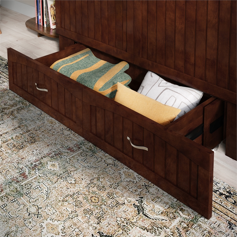 AFI Aspen Queen Solid Wood Murphy Bed Chest with Mattress in Walnut