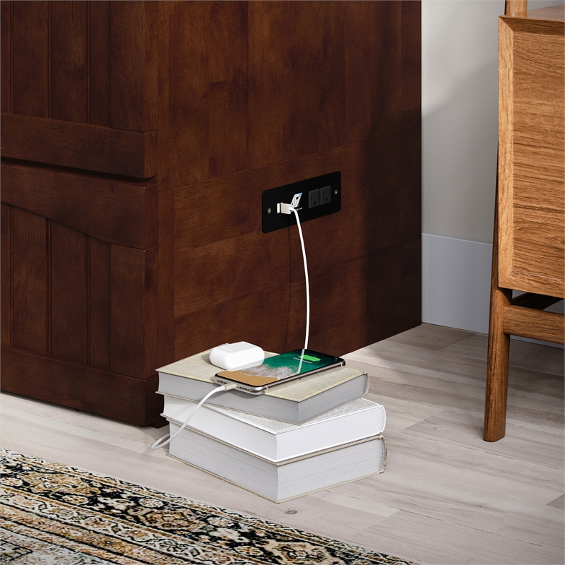 AFI Aspen Queen Solid Wood Murphy Bed Chest with Mattress in Walnut