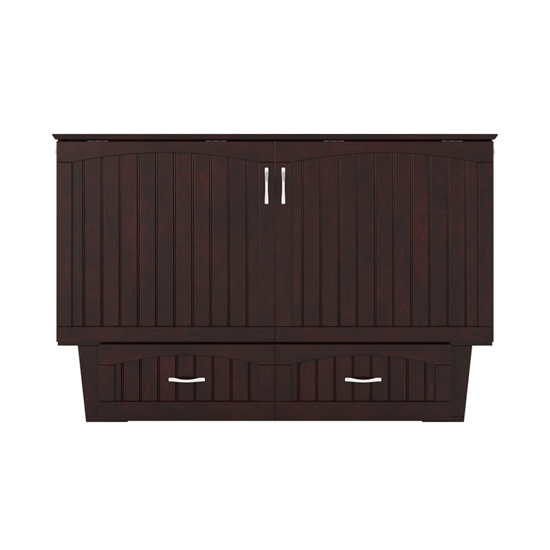 AFI Sydney Queen Solid Wood Murphy Bed Chest with Mattress in Espresso
