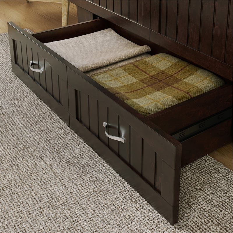 AFI Sydney Queen Solid Wood Murphy Bed Chest with Mattress in Espresso