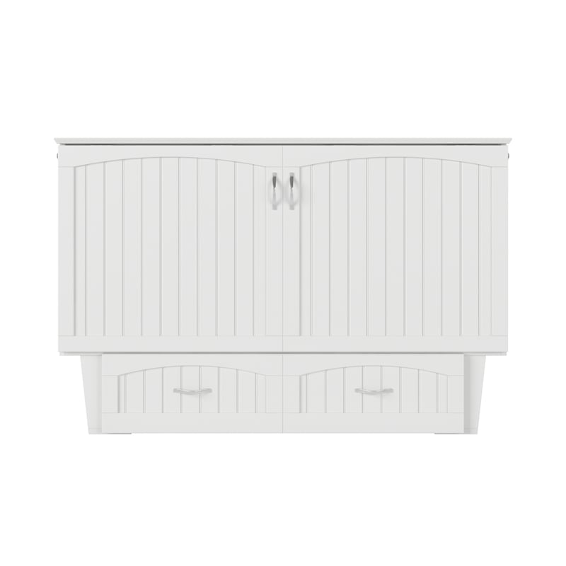 AFI Sydney Queen Solid Wood Murphy Bed Chest with Mattress in White