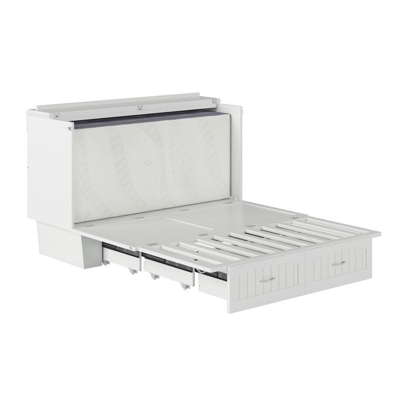 AFI Sydney Queen Solid Wood Murphy Bed Chest with Mattress in White