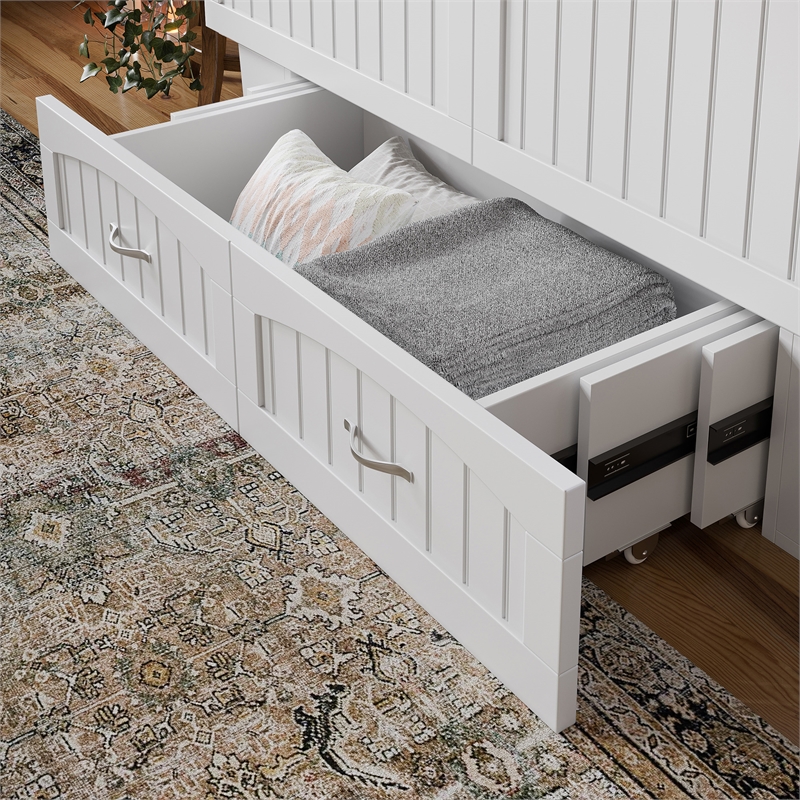 AFI Sydney Queen Solid Wood Murphy Bed Chest with Mattress in White