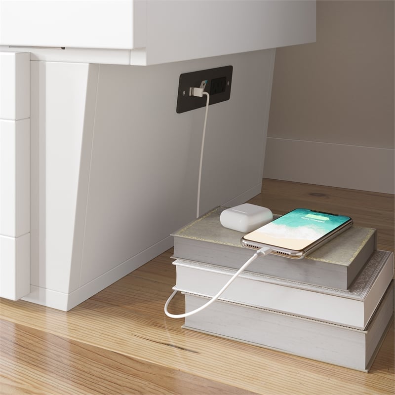 AFI Sydney Queen Solid Wood Murphy Bed Chest with Mattress in White