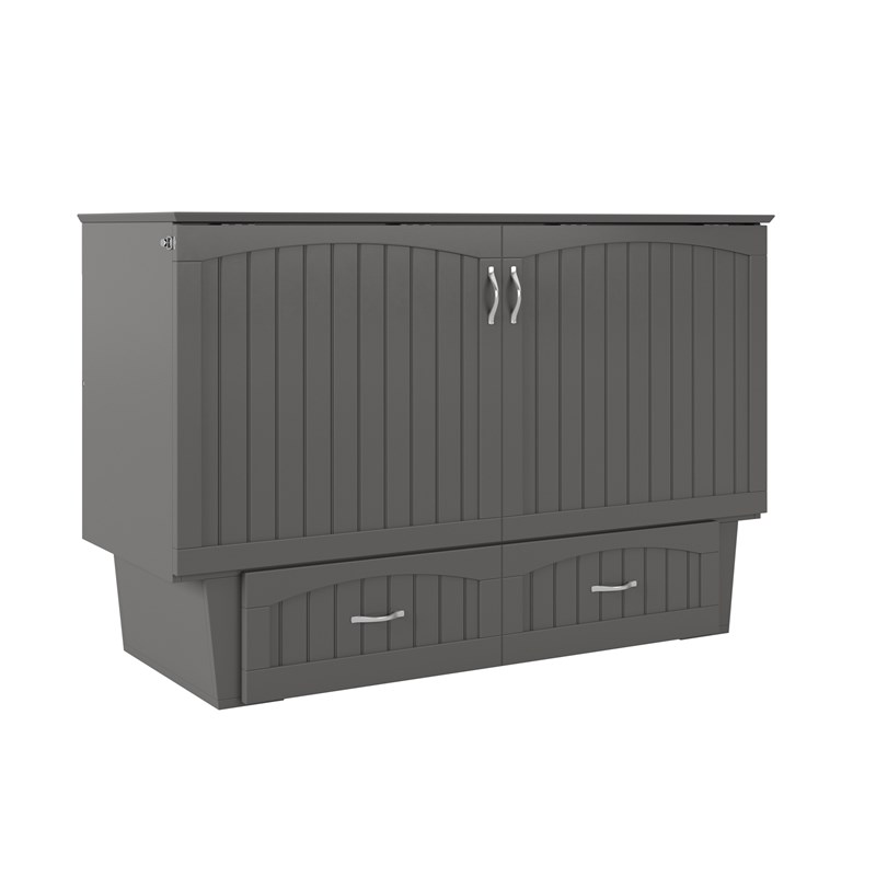AFI Sydney Queen Solid Wood Murphy Bed Chest with Mattress in Gray