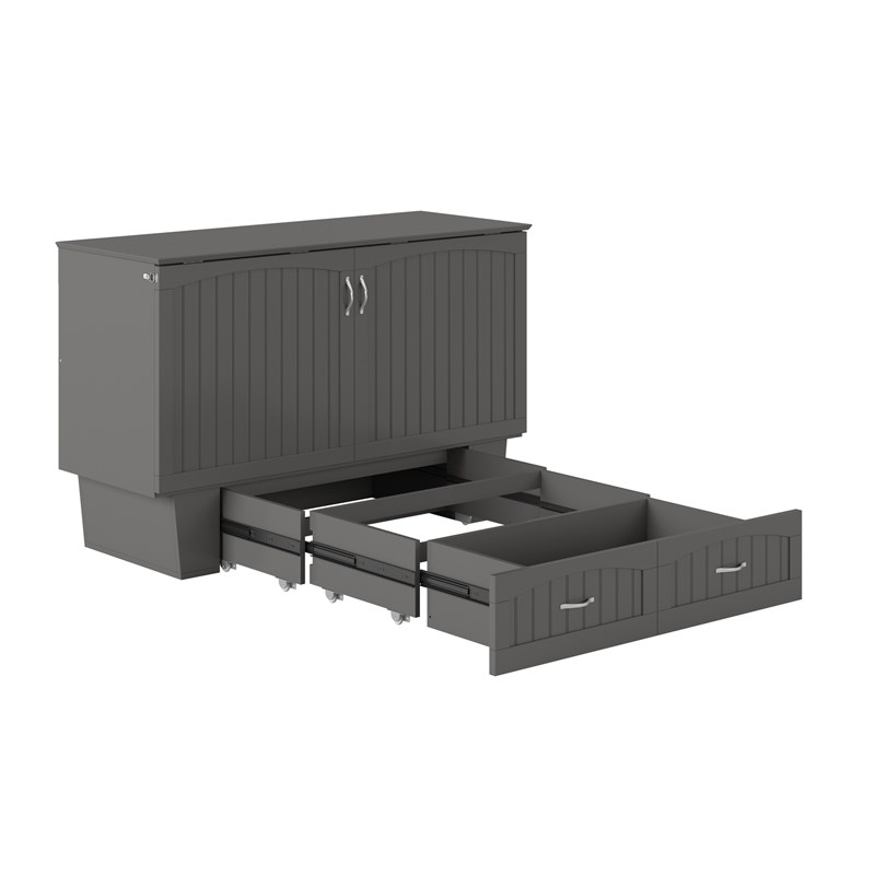 AFI Sydney Queen Solid Wood Murphy Bed Chest with Mattress in Gray