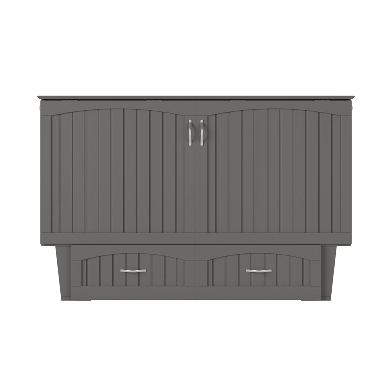 AFI Sydney Queen Solid Wood Murphy Bed Chest with Mattress in Gray
