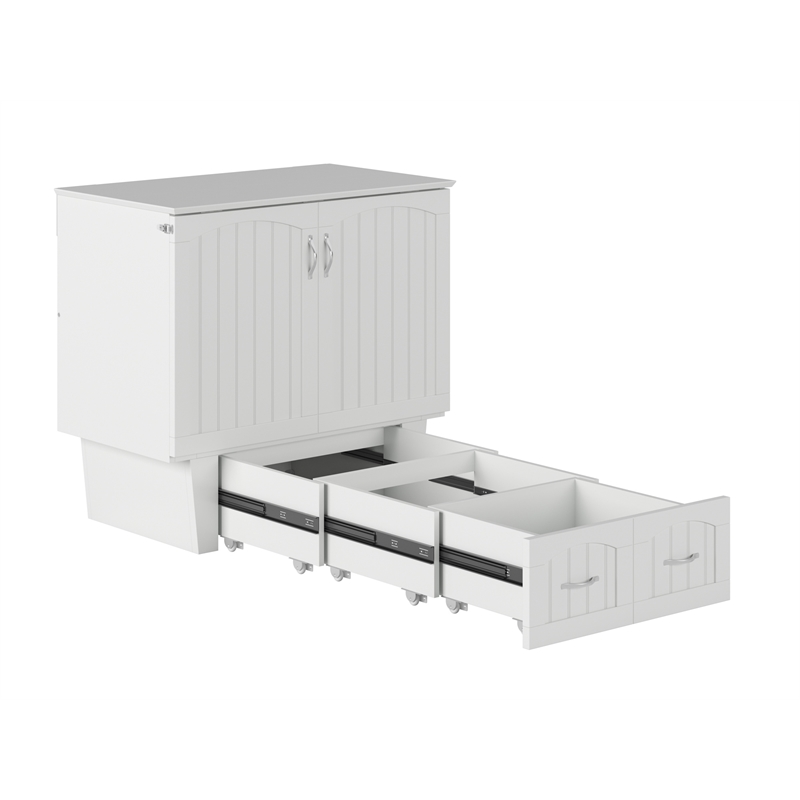 AFI Sydney Twin Solid Wood Murphy Bed Chest with Mattress in White
