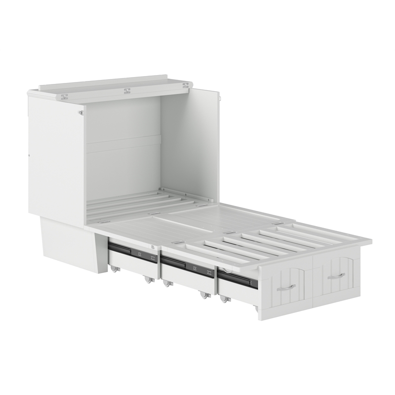 AFI Sydney Twin Solid Wood Murphy Bed Chest with Mattress in White
