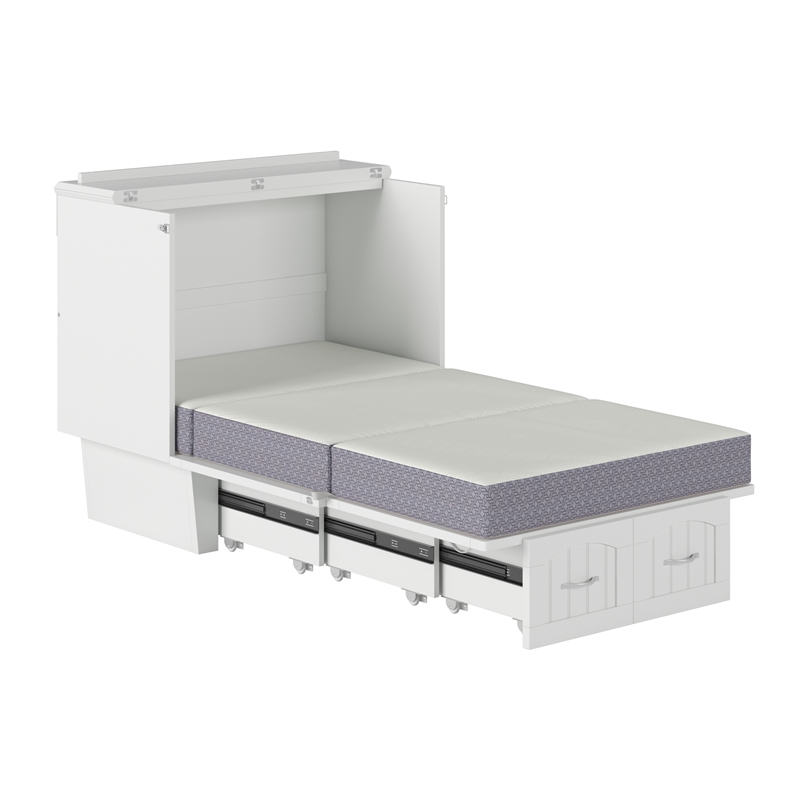 AFI Sydney Twin Solid Wood Murphy Bed Chest with Mattress in White