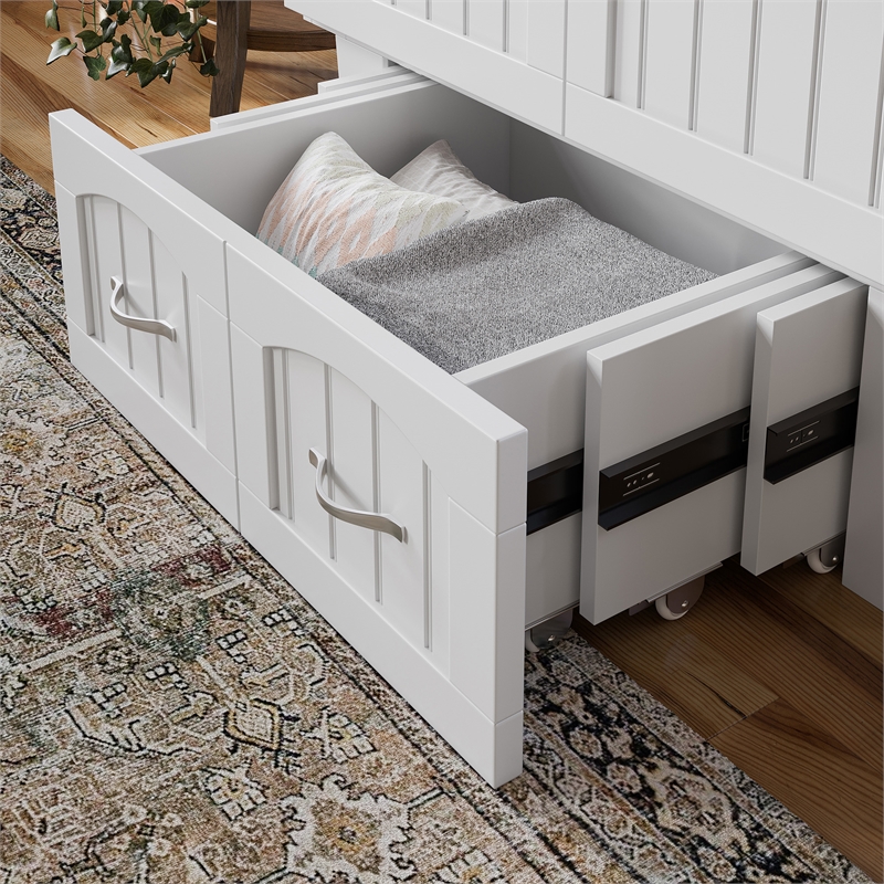 AFI Sydney Twin Solid Wood Murphy Bed Chest with Mattress in White