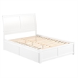 Portland Queen Wood Platform Bed with Footboard & 2 Storage Drawers in White