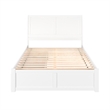 Portland Queen Wood Platform Bed with Footboard & 2 Storage Drawers in White