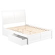 Portland Queen Wood Platform Bed with Footboard & 2 Storage Drawers in White