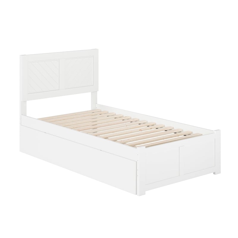 AFI Canyon Twin XL Wood Platform Bed with Footboard & Twin XL Trundle in White