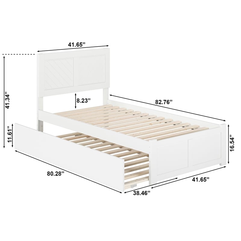 AFI Canyon Twin XL Wood Platform Bed with Footboard & Twin XL Trundle in White