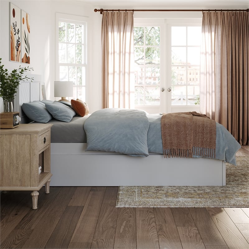 AFI Canyon Twin XL Wood Platform Bed with Footboard & Twin XL Trundle in White