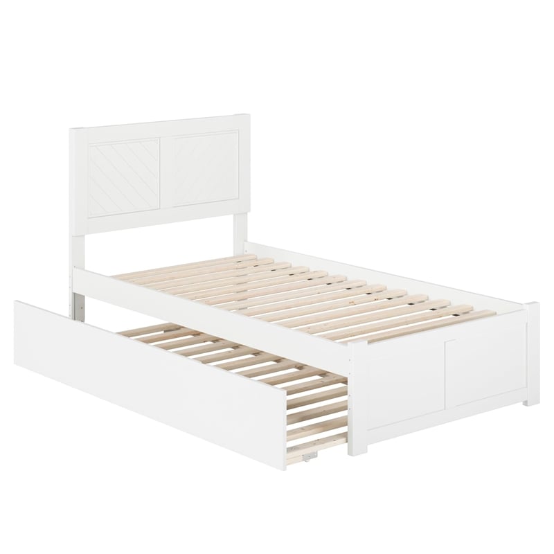 AFI Canyon Twin Solid Wood Platform Bed with Footboard & Twin Trundle in White