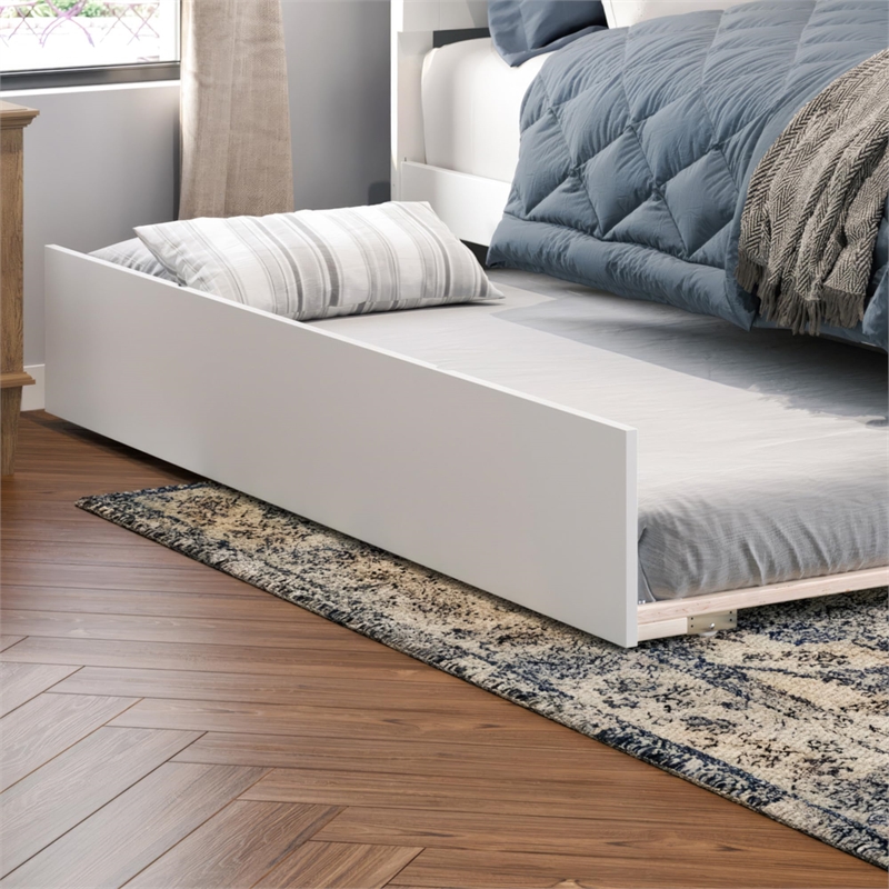 AFI Canyon Full Solid Wood Platform Bed with Footboard & Twin Trundle in White