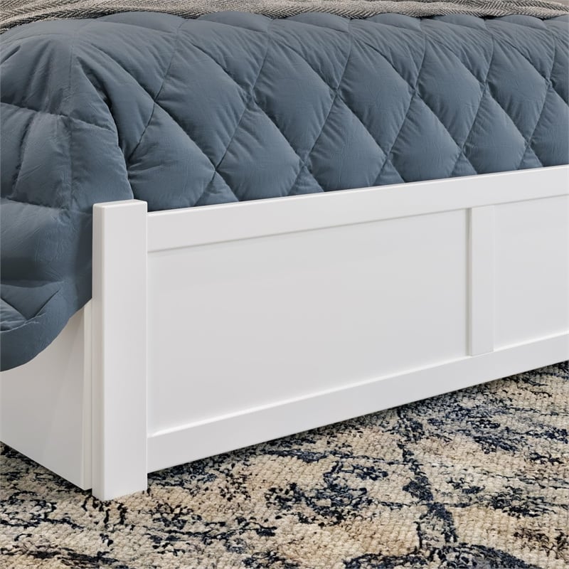 AFI Canyon Full Solid Wood Platform Bed with Footboard & Twin Trundle in White