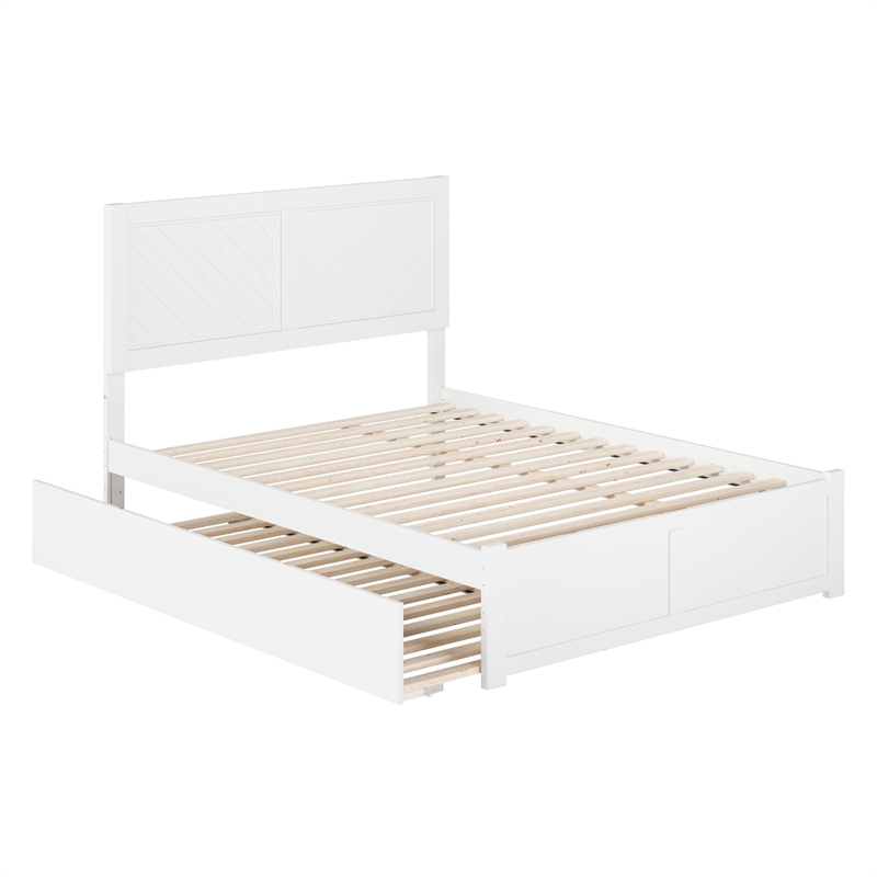 AFI Canyon Full Solid Wood Platform Bed with Footboard & Twin Trundle in White