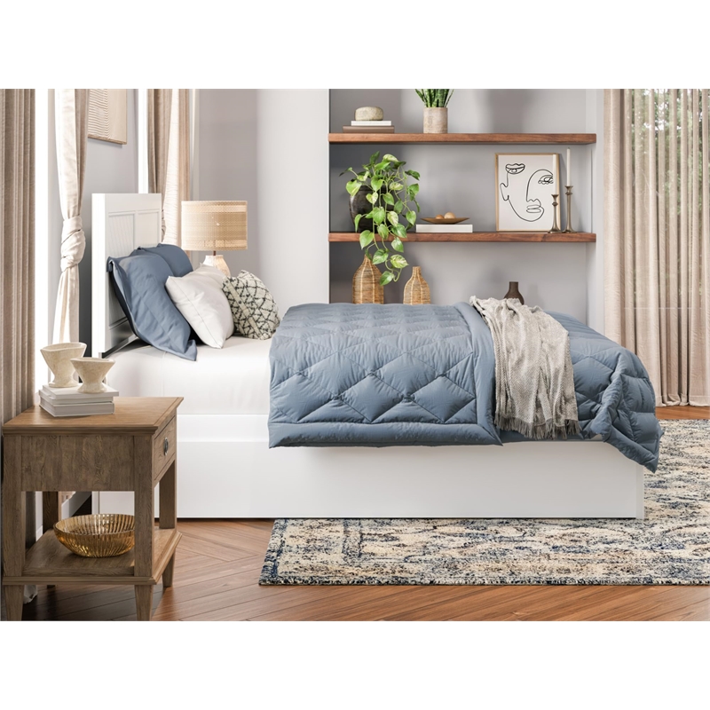 AFI Canyon Full Solid Wood Platform Bed with Footboard & Full Trundle in White
