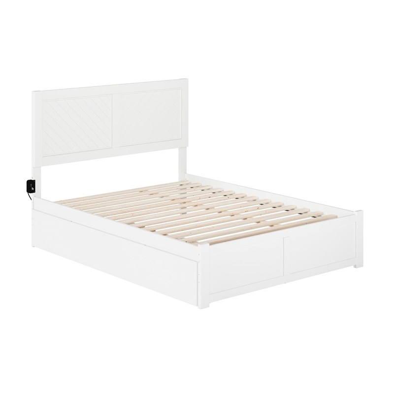 AFI Canyon Full Solid Wood Platform Bed with Footboard & Full Trundle in White