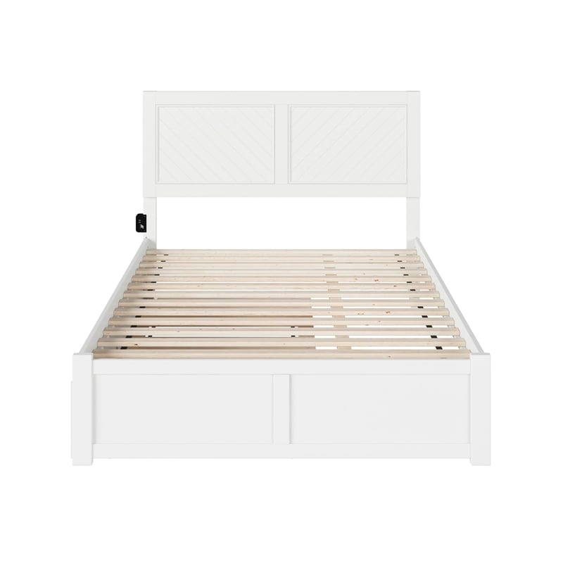 AFI Canyon Full Solid Wood Platform Bed with Footboard & Full Trundle in White