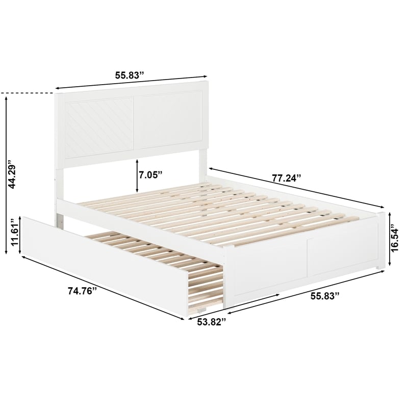 AFI Canyon Full Solid Wood Platform Bed with Footboard & Full Trundle in White