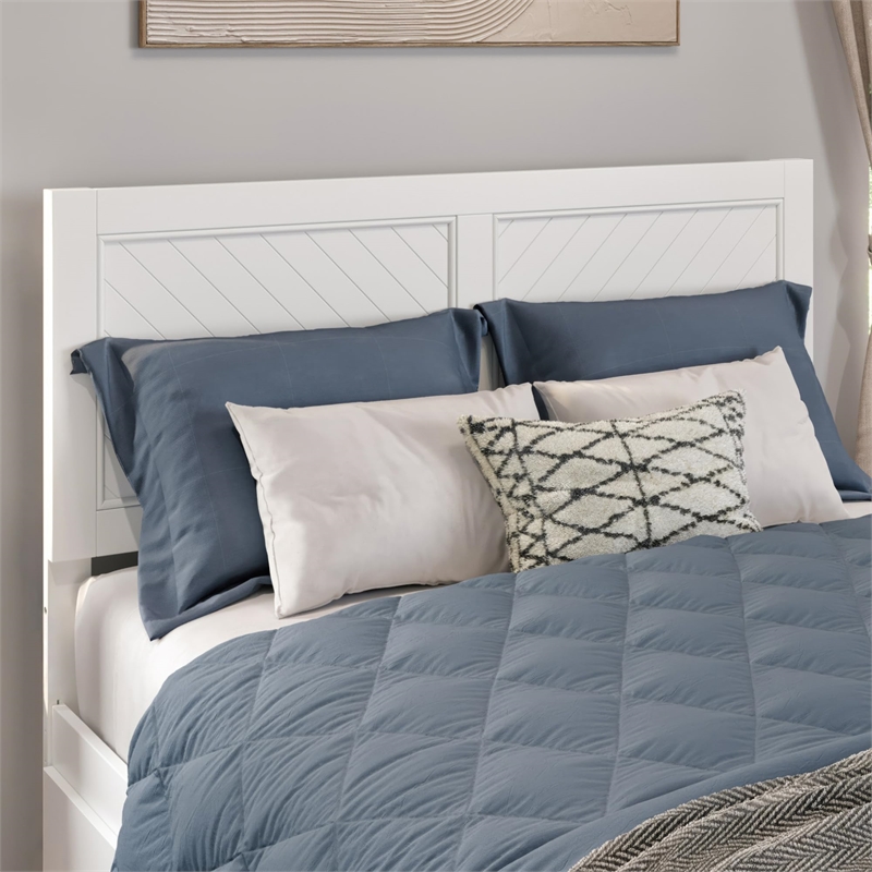 AFI Canyon Queen Wood Platform Bed with Footboard & Twin XL Trundle in White