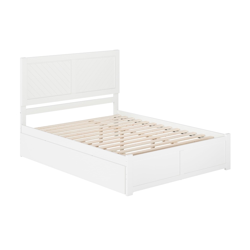 AFI Canyon Queen Wood Platform Bed with Footboard & Twin XL Trundle in White