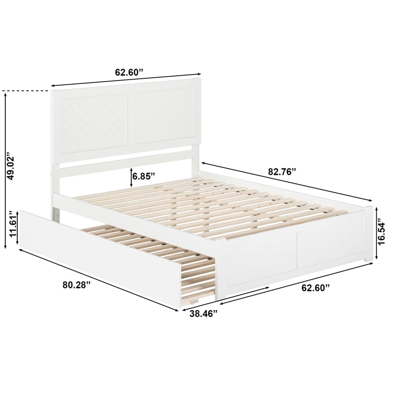 AFI Canyon Queen Wood Platform Bed with Footboard & Twin XL Trundle in White