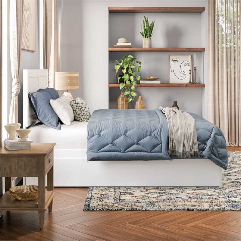 AFI Canyon Queen Wood Platform Bed with Footboard & Twin XL Trundle in White