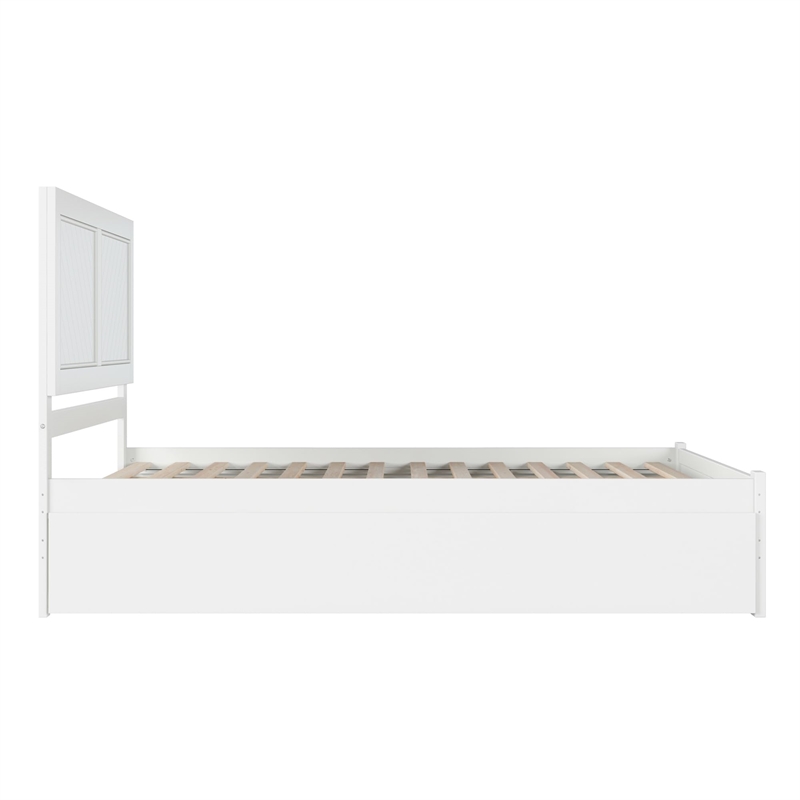 AFI Canyon King Wood Platform Bed with Footboard & Twin XL Trundle in White