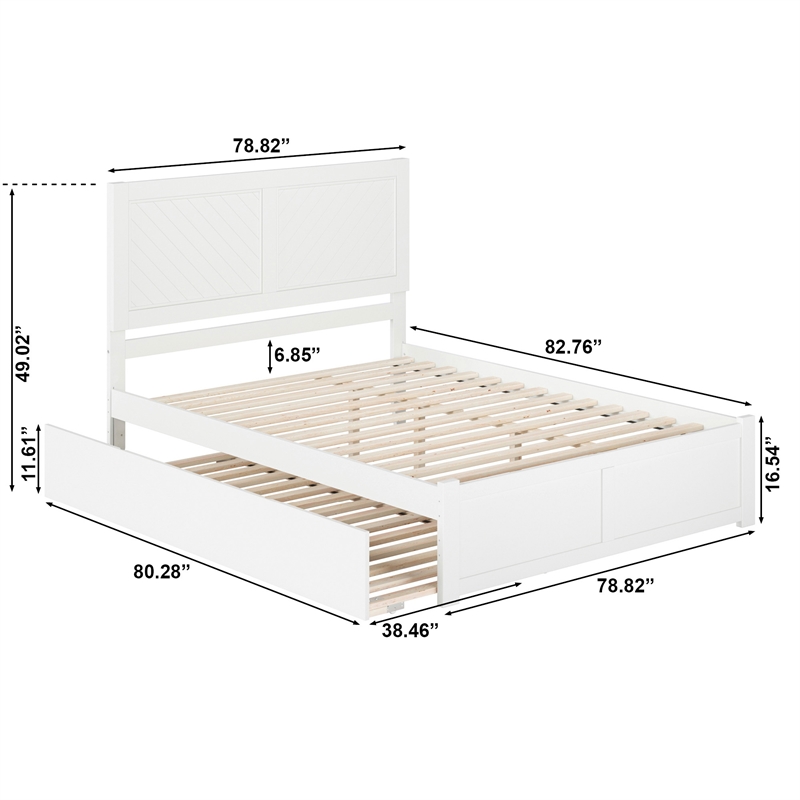 AFI Canyon King Wood Platform Bed with Footboard & Twin XL Trundle in White