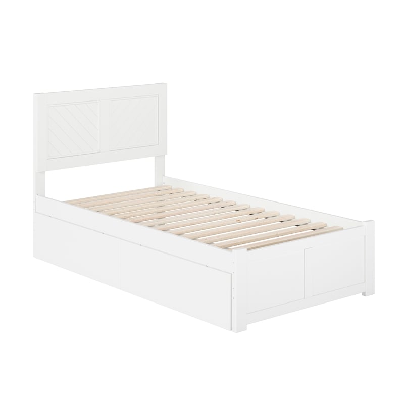 AFI Canyon Twin XL Wood Platform Bed with Footboard & Set of 2 Drawers in White