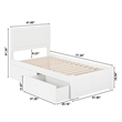 AFI Canyon Twin Wood Storage Platform Bed with Footboard & 2 Drawers in White
