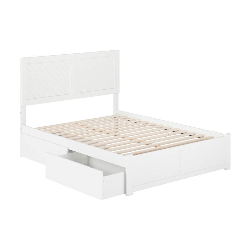 AFI Canyon Full Wood Platform Bed with Footboard & 2 Storage Drawers in White