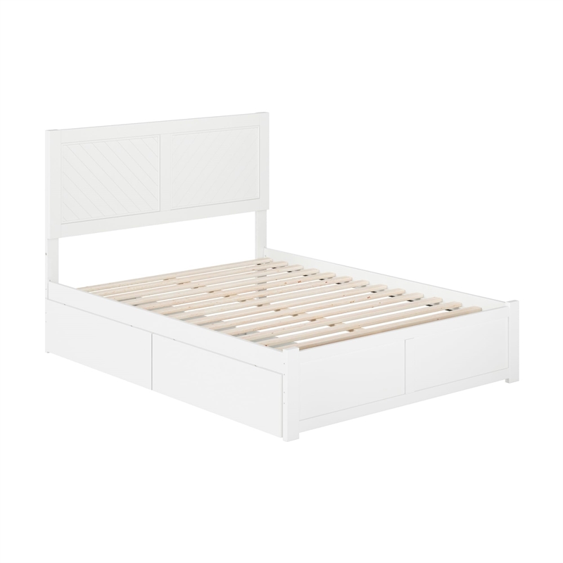 AFI Canyon Full Wood Platform Bed with Footboard & 2 Storage Drawers in White