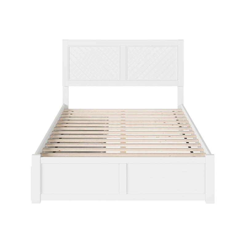 AFI Canyon Full Wood Platform Bed with Footboard & 2 Storage Drawers in White
