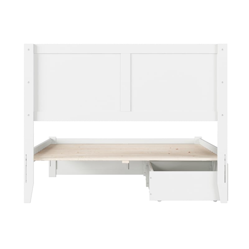AFI Canyon Full Wood Platform Bed with Footboard & 2 Storage Drawers in White