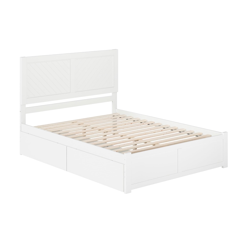 AFI Canyon Queen Wood Platform Bed with Footboard & 2 Storage Drawers in White