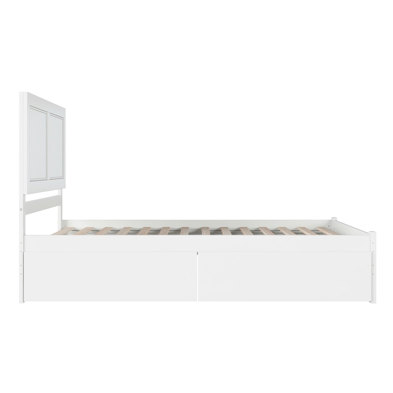 AFI Canyon Queen Wood Platform Bed with Footboard & 2 Storage Drawers in White