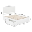 AFI Canyon Queen Wood Platform Bed with Footboard & 2 Storage Drawers in White